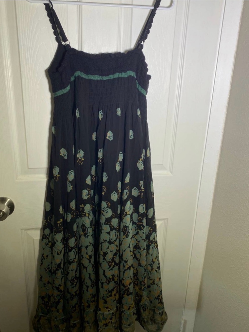 Free People floral silk chiffon spaghetti strap dress size